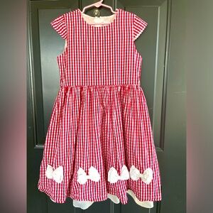 Joe Ella girls short sleeve dress red & white plaid Christmas size 7